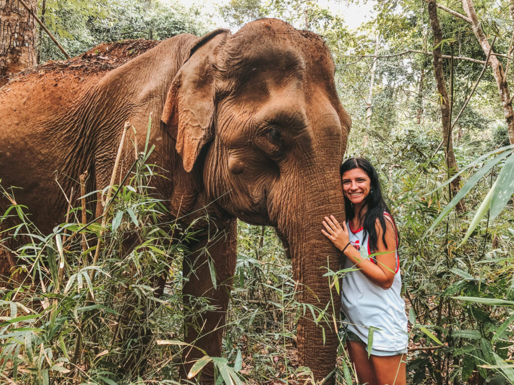Visiting Mondulkiri Project Elephant Sanctuary 6 posing with the elephant